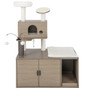 2-in-1 Modern Cat Tower with Litter Box Enclosure for Indoor Cars-Gray - Color: Gray D681-PV10119GR