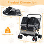 Foldable Double Pet Stroller with Adjustable Sunshade and Storage Basket-Gray - Color: Gray D681-PW10142GR