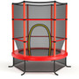 55 Inch Kids Recreational Trampoline Bouncing Jumping Mat with Enclosure Net-Red - Color: Red D681-TW10052RE