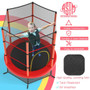 55 Inch Kids Recreational Trampoline Bouncing Jumping Mat with Enclosure Net-Red - Color: Red D681-TW10052RE