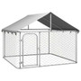  Dog Kennel Silver Galvanized steel, polyethylene Large Dog Kennel A949-171498