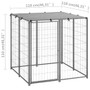  Dog Kennel Silver and grey Steel, Polyethylene (PE) 43.3 in A949-150785