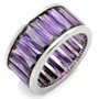 0W128 - Rhodium Brass Ring with AAA Grade CZ  in Amethyst A874-0W128