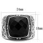 TK2514 - High polished (no plating) Stainless Steel Ring with Synthetic Onyx in Jet A874-TK2514