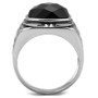 TK2514 - High polished (no plating) Stainless Steel Ring with Synthetic Onyx in Jet A874-TK2514