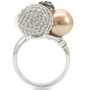 0W296 - Rhodium + Ruthenium Brass Ring with Synthetic Pearl in Multi Color A874-0W296