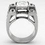 TK1072 - High polished (no plating) Stainless Steel Ring with AAA Grade CZ  in Clear A874-TK1072