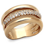LOA900 - Rose Gold Brass Ring with AAA Grade CZ  in Clear A874-LOA900