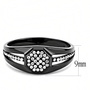 DA282 - IP Black(Ion Plating) Stainless Steel Ring with AAA Grade CZ  in Clear A874-DA282