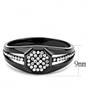 DA282 - IP Black(Ion Plating) Stainless Steel Ring with AAA Grade CZ  in Clear A874-DA282
