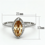 TS098 - Rhodium 925 Sterling Silver Ring with AAA Grade CZ  in Champagne A874-TS098