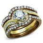 TK2669 - IP Gold & IP Light Brown (IP Light coffee) Stainless Steel Ring with AAA Grade CZ  in Clear A874-TK2669