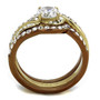 TK2669 - IP Gold & IP Light Brown (IP Light coffee) Stainless Steel Ring with AAA Grade CZ  in Clear A874-TK2669