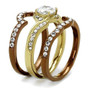 TK2669 - IP Gold & IP Light Brown (IP Light coffee) Stainless Steel Ring with AAA Grade CZ  in Clear A874-TK2669