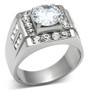 TK348 - High polished (no plating) Stainless Steel Ring with AAA Grade CZ  in Clear A874-TK348