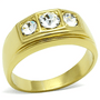 TK119G - IP Gold(Ion Plating) Stainless Steel Ring with Top Grade Crystal  in Clear A874-TK119G