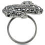 0W282 - Ruthenium Brass Ring with Top Grade Crystal  in Jet A874-0W282