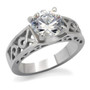 TK069 - High polished (no plating) Stainless Steel Ring with AAA Grade CZ  in Clear A874-TK069