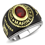TK3723 - Two-Tone IP Gold (Ion Plating) Stainless Steel Ring with Synthetic Synthetic Glass in Red  A874-TK3723