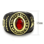 TK3723 - Two-Tone IP Gold (Ion Plating) Stainless Steel Ring with Synthetic Synthetic Glass in Red  A874-TK3723
