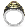 TK3723 - Two-Tone IP Gold (Ion Plating) Stainless Steel Ring with Synthetic Synthetic Glass in Red  A874-TK3723