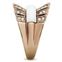GL223 - IP Rose Gold(Ion Plating) Brass Ring with Semi-Precious Agate in White A874-GL223
