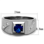 TK1929 - High polished (no plating) Stainless Steel Ring with Synthetic Synthetic Glass in Montana A874-TK1929