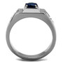 TK1929 - High polished (no plating) Stainless Steel Ring with Synthetic Synthetic Glass in Montana A874-TK1929