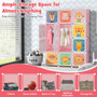 12 Cube Kids Wardrobe Closet with Hanging Section and Doors-Pink - Color: Pink D681-JZ10133PI