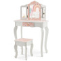 2-in-1 Kids Vanity Table Set with Tri-folding Mirror-Pink - Color: Pink D681-HY10067US-PI