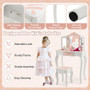 2-in-1 Kids Vanity Table Set with Tri-folding Mirror-Pink - Color: Pink D681-HY10067US-PI