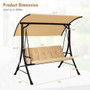 3-Seat Outdoor Porch Swing with Adjustable Canopy and Padded Cushions-Beige - Color: Beige D681-NP10693MS