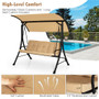 3-Seat Outdoor Porch Swing with Adjustable Canopy and Padded Cushions-Beige - Color: Beige D681-NP10693MS