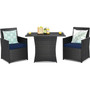 3-Piece Patio Furniture Outdoor Dining Set Brown PE Rattan Navy Blue Cushions Q280-BLMBTPDS198974721