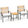 3 Pieces Outdoor Furniture Set Acacia Wood Patio Conversation Set with Cushions-White - Color: White D681-HW72142WH