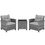 3 Pieces Outdoor Wicker Conversation Set with Tempered Glass Tabletop-Gray - Color: Gray D681-HW70267GR