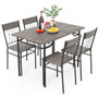 5-Piece Dining Table Set for 4 with Kitchen Table and 4 Dining Chairs-Gray - Color: Gray D681-KC56978GR