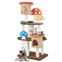 4-In-1 Cat Tree with 2 Condos and Platforms for Indoors-Multicolor - Color: Multicolor D681-PV10125CL