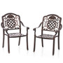 Patio Cast Aluminum Dining Chairs Set of 2 Metal Armchairs Stackable-Copper - Color: Copper D681-NP11470WN-2