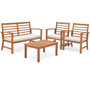 4 Pieces Outdoor Furniture Set with Stable Acacia Wood Frame-Beige - Color: Beige D681-HW72078WH