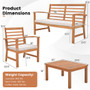 4 Pieces Outdoor Furniture Set with Stable Acacia Wood Frame-Beige - Color: Beige D681-HW72078WH