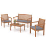 4 Piece Patio Wood Furniture Set Acacia Wood Sofa Set with Loveseat-Gray - Color: Gray D681-HW72093GR