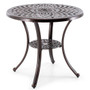 Patio Cast Aluminum Table 31 Inch Diameter Round Table with Umbrella Hole-Copper - Color: Copper D681-NP11473WN