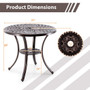 Patio Cast Aluminum Table 31 Inch Diameter Round Table with Umbrella Hole-Copper - Color: Copper D681-NP11473WN