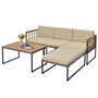 5 Pieces Patio Furniture Set Acacia Wood Sectional Set with Heavy-Duty Metal Frame-Beige B593-HW71665+
