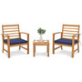 3 Pieces Outdoor Furniture Set with Soft Seat Cushions-Navy - Color: Navy D681-HW72089NY