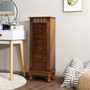 Wooden Jewelry Armoire Cabinet Storage Chest with Drawers and Swing Doors-Brown B593-HW65837