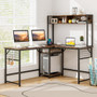 L-shaped Desk with Power Outlet Hutch-Rustic Brown B593-CB10537US
