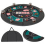 Portable 48 Inch 6-Player Foldable Poker Table Top Round Game Mat-Green - Color: Green D681-UY10157GN
