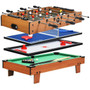 4-in-1 Combo Game Table Set Foosball Table with Billiards and Hockey - Color: Brown D681-TY580385
